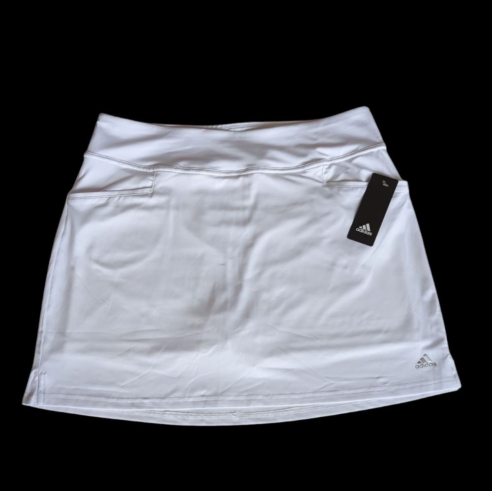 NWT Adidas Ultimate Knit Golf Skort LARGE White Pockets